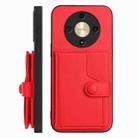 For Honor X9b / Magic6 Lite 5G Button Card Bag RFID Anti-theft Phone Case(Red) - 2