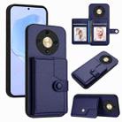 For Honor X9b / Magic6 Lite 5G Button Card Bag RFID Anti-theft Phone Case(Blue) - 1