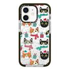 For iPhone 12 mini Simple Illustration Pattern Full Coverage Phone Case(Winter Cat) - 1