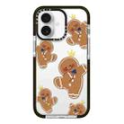 For iPhone 16 Simple Illustration Pattern Full Coverage Phone Case(Gingerbread Man) - 1