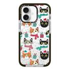 For iPhone 16 Plus Simple Illustration Pattern Full Coverage Phone Case(Winter Cat) - 1