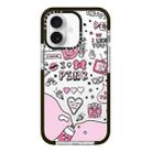 For iPhone 16 Plus Simple Illustration Pattern Full Coverage Phone Case(Text Label B) - 1