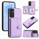 For Samsung Galaxy A35 5G Button Card Bag RFID Anti-theft Phone Case(Purple) - 1