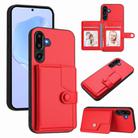 For Samsung Galaxy M16 5G / F16 5G Button Card Bag RFID Anti-theft Phone Case(Red) - 1