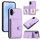For Samsung Galaxy M06 5G / F06 5G Button Card Bag RFID Anti-theft Phone Case(Purple) - 1