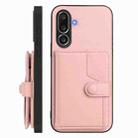 For Samsung Galaxy M56 5G Button Card Bag RFID Anti-theft Phone Case(Pink) - 2