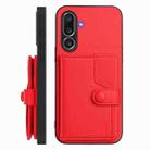 For Samsung Galaxy M56 5G Button Card Bag RFID Anti-theft Phone Case(Red) - 2