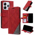 For Redmi Note 14 5G Skin Feel Splicing Leather Phone Case(Red) - 1