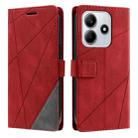 For Redmi Note 14 5G Skin Feel Splicing Leather Phone Case(Red) - 2