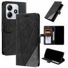 For Redmi Note 14 5G Skin Feel Splicing Leather Phone Case(Black) - 1