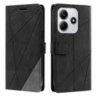 For Redmi Note 14 5G Skin Feel Splicing Leather Phone Case(Black) - 2