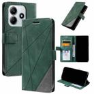 For Redmi Note 14 5G Skin Feel Splicing Leather Phone Case(Green) - 1