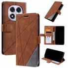 For Redmi Note 14 Pro 5G Skin Feel Splicing Leather Phone Case(Brown) - 1