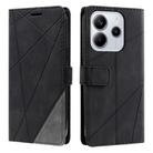 For Redmi Note 14 5G 163.25mm Skin Feel Splicing Leather Phone Case(Black) - 1