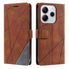 For Redmi Note 14 5G 163.25mm Skin Feel Splicing Leather Phone Case(Brown) - 1