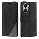For Redmi Turbo 4 5G / Poco X7 Pro 5G Skin Feel Splicing Leather Phone Case(Black) - 1