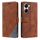 For Redmi Turbo 4 5G / Poco X7 Pro 5G Skin Feel Splicing Leather Phone Case(Brown) - 1