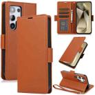 For Samsung Galaxy S25 Ultra 5G Side Buckle RFID Anti-theft Leather Phone Case(Brown) - 1