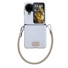 For OPPO Find N3 Flip Comfortable Short Plush Full Coverage Phone Case with Wrist Strap(White) - 1