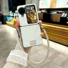 For OPPO Find N3 Flip Comfortable Short Plush Full Coverage Phone Case with Wrist Strap(White) - 2
