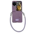 For OPPO Find N3 Flip Comfortable Short Plush Full Coverage Phone Case with Wrist Strap(Purple) - 1