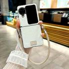 For OPPO Find N2 Flip Comfortable Short Plush Full Coverage Phone Case with Wrist Strap(White) - 2