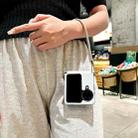 For OPPO Find N2 Flip Comfortable Short Plush Full Coverage Phone Case with Wrist Strap(White) - 3