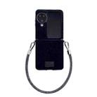 For OPPO Find N2 Flip Comfortable Short Plush Full Coverage Phone Case with Wrist Strap(Black) - 1