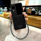 For OPPO Find N2 Flip Comfortable Short Plush Full Coverage Phone Case with Wrist Strap(Black) - 2