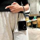 For OPPO Find N2 Flip Comfortable Short Plush Full Coverage Phone Case with Wrist Strap(Black) - 3