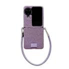 For OPPO Find N2 Flip Comfortable Short Plush Full Coverage Phone Case with Wrist Strap(Purple) - 1