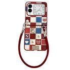 For Huawei Nova Flip Lattice Little Bear Pattern Full Coverage Phone Case with Wrist Strap(Red) - 1