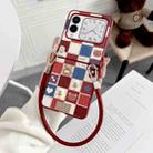 For Huawei Nova Flip Lattice Little Bear Pattern Full Coverage Phone Case with Wrist Strap(Red) - 2