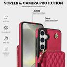 For Samsung Galaxy S24 5G AwQuer Crossbody Zipper Wallet Rhombic Leather Back Phone Case(Red) - 3