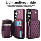 For Samsung Galaxy S24 5G AwQuer Crossbody Zipper Wallet Rhombic Leather Back Phone Case(Dark Purple) - 2