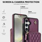 For Samsung Galaxy S24 5G AwQuer Crossbody Zipper Wallet Rhombic Leather Back Phone Case(Dark Purple) - 3