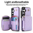 For Samsung Galaxy S24 5G AwQuer Crossbody Zipper Wallet Rhombic Leather Back Phone Case(Purple) - 2