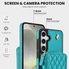 For Samsung Galaxy S24+ 5G AwQuer Crossbody Zipper Wallet Rhombic Leather Back Phone Case(Green) - 3