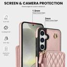 For Samsung Galaxy S24+ 5G AwQuer Crossbody Zipper Wallet Rhombic Leather Back Phone Case(Rose Gold) - 3