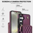 For Samsung Galaxy S24+ 5G AwQuer Crossbody Zipper Wallet Rhombic Leather Back Phone Case(Dark Purple) - 3