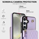 For Samsung Galaxy S24+ 5G AwQuer Crossbody Zipper Wallet Rhombic Leather Back Phone Case(Purple) - 3