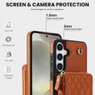 For Samsung Galaxy S24+ 5G AwQuer Crossbody Zipper Wallet Rhombic Leather Back Phone Case(Brown) - 3