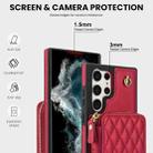 For Samsung Galaxy S24 Ultra 5G AwQuer Crossbody Zipper Wallet Rhombic Leather Back Phone Case(Red) - 3