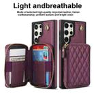 For Samsung Galaxy S24 Ultra 5G AwQuer Crossbody Zipper Wallet Rhombic Leather Back Phone Case(Dark Purple) - 2