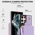 For Samsung Galaxy S24 Ultra 5G AwQuer Crossbody Zipper Wallet Rhombic Leather Back Phone Case(Purple) - 3