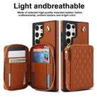 For Samsung Galaxy S24 Ultra 5G AwQuer Crossbody Zipper Wallet Rhombic Leather Back Phone Case(Brown) - 2