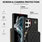 For Samsung Galaxy S23 Ultra 5G AwQuer Crossbody Zipper Wallet Rhombic Leather Back Phone Case(Black) - 3