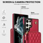 For Samsung Galaxy S23 Ultra 5G AwQuer Crossbody Zipper Wallet Rhombic Leather Back Phone Case(Red) - 3