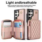 For Samsung Galaxy S23 Ultra 5G AwQuer Crossbody Zipper Wallet Rhombic Leather Back Phone Case(Rose Gold) - 2