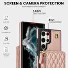 For Samsung Galaxy S23 Ultra 5G AwQuer Crossbody Zipper Wallet Rhombic Leather Back Phone Case(Rose Gold) - 3